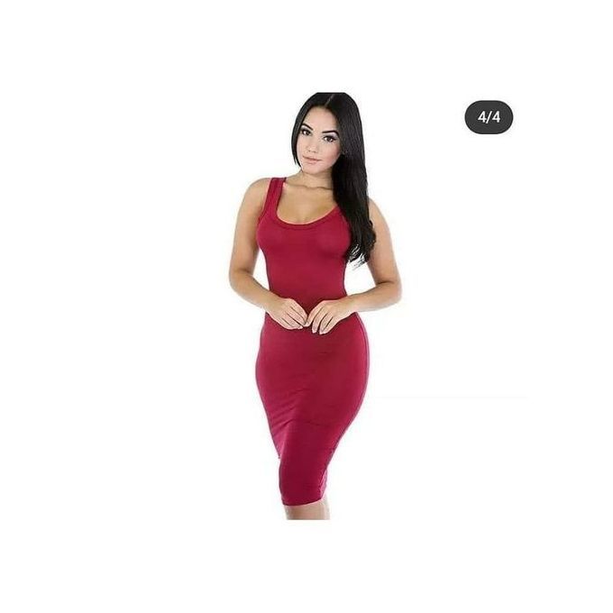 Fashion & Style Bodycon Vest Dress - Maroon